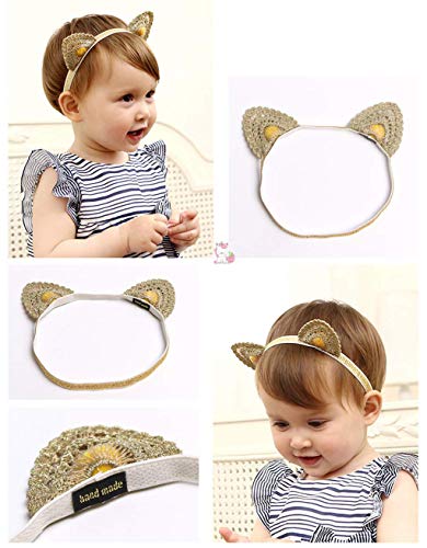 Headpiece For Baby Girl Hair Accessories Super Elastic Headband Lace Fashion Hair Decoration for Newborn Cute Cat Ear Hair Band for Toddler Infant4