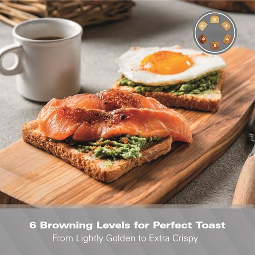 Hamilton Beach Toaster 4 Slice, Diamond, 2300W, 6 Browning Controls, Defrost, Reheat & Cancel Settings, Removable Crumb Tray, High Lift Eject, Black - HBT3221B - Image 6