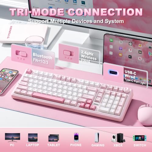 Image of YUNZII B98 PRO 96% Wireless Mechanical Keyboard(Pink, Milk Switch)