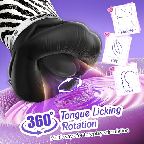 Image of Vibrator Adult Sex Toys for Women - New Zebra Print Mouth Sex Toy with 10 Tongue Licking, 3 Auto & Manual Suction, Smart AI App Control Vibrators for Clit Nipple Anal, Adult Toys & Games for Couples