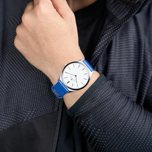 Image of Franklord Ultra-Slim Men's 5 mm Swiss Movement Dress Watch - 40 mm Case, Sapphire Crystal, 316L Stainless Steel with Leather Strap