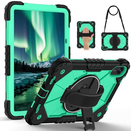 Housse silicone Redmi Pad 2 11 2025 antichoc double couche avec bandoulière réglable verte