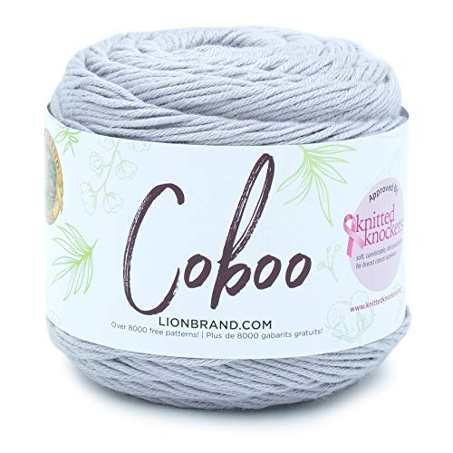Image of Lion Brand Yarn, Coboo Cotton Blend Crochet Yarn, Silver, Gray, 1 Pack