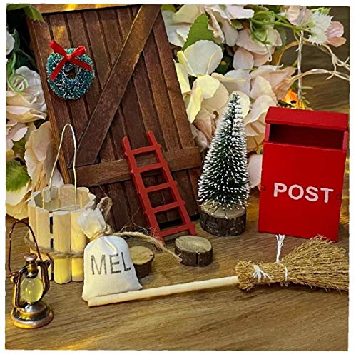 Yililay Puppenstuben Ornamente Weihnachts Miniatur Simulation Sets Ladder Mailbox Öllampe Laterne Garten Weihnachten Für… – Bild 5
