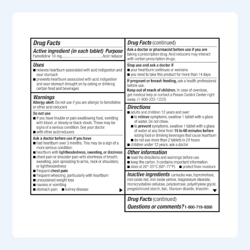 Amazon Basics Original Strength Famotidine Tablets, 10 mg, Acid Reducer, Heartburn Medicine, Acid Indigestion Relief, 90 Count (Previously Amazon Basic Care) - image 6