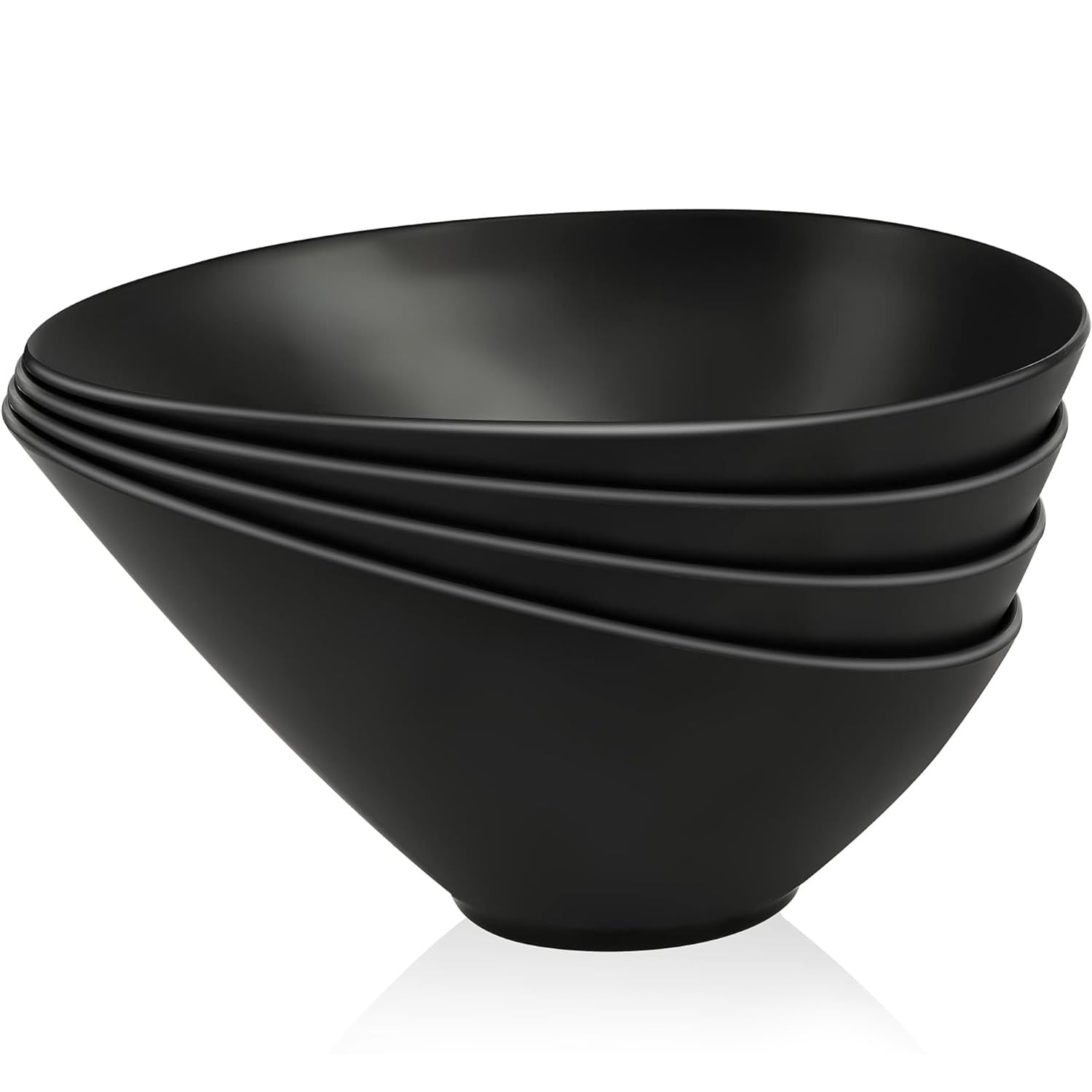 Bamboo Fiber Salad Bowls, 4 Packs Compostable 33 Ounce Elegant Black Angled Bowls for Salad, Pasta, Soup, Prep, Ideal for Home and Restaurant (Black, 9.5Inch)