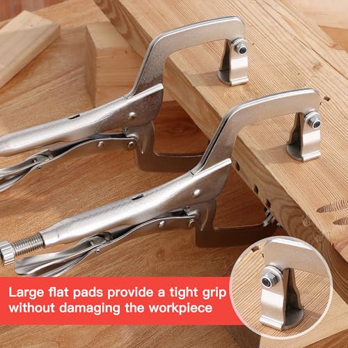 Image of MAXPOWER 11-Inch C Clamp Locking Pliers Set, Flexible Jaws Change with Pads or Regular Tips