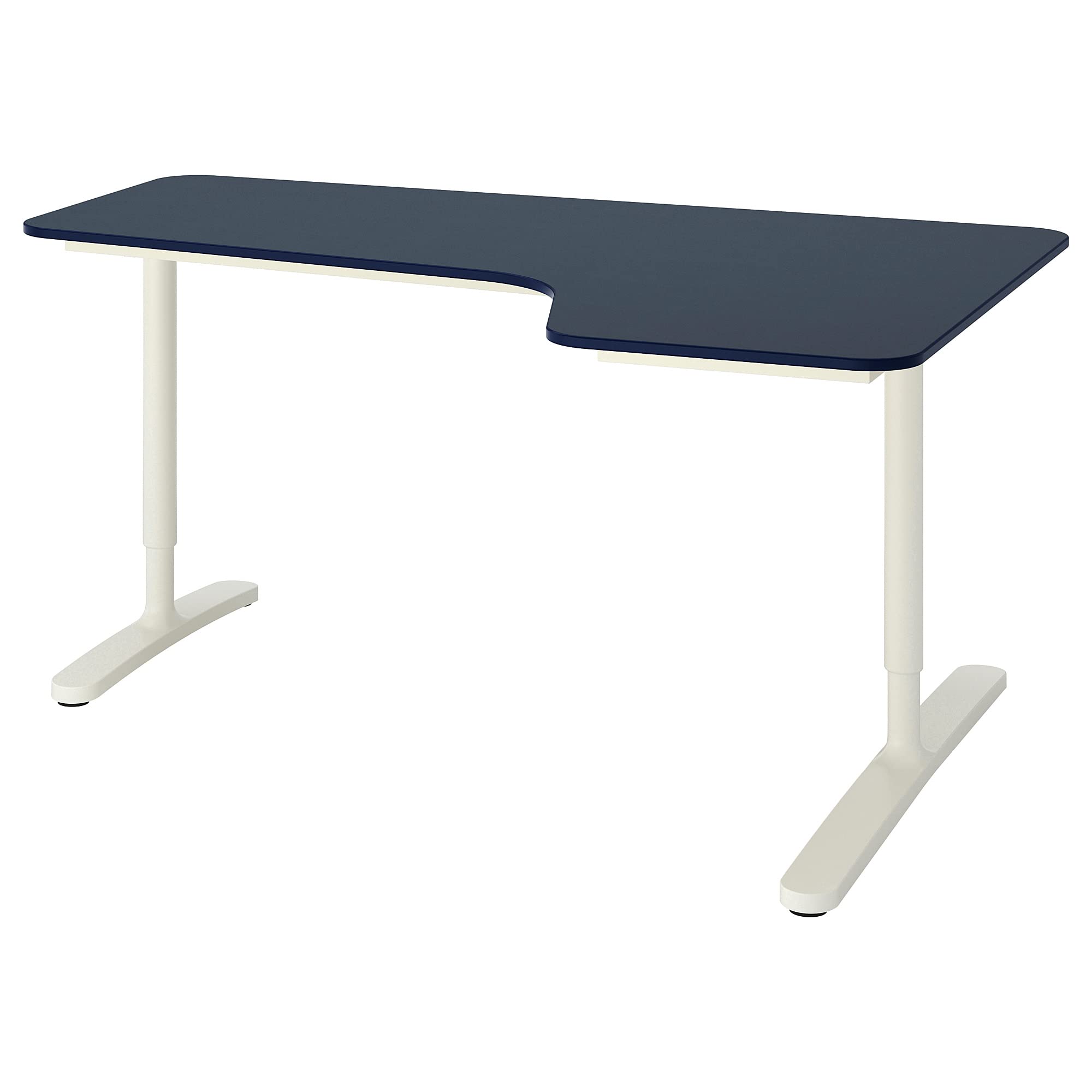 Ikea BEKANT corner desk right, 160x110cm, linoleum blue/white