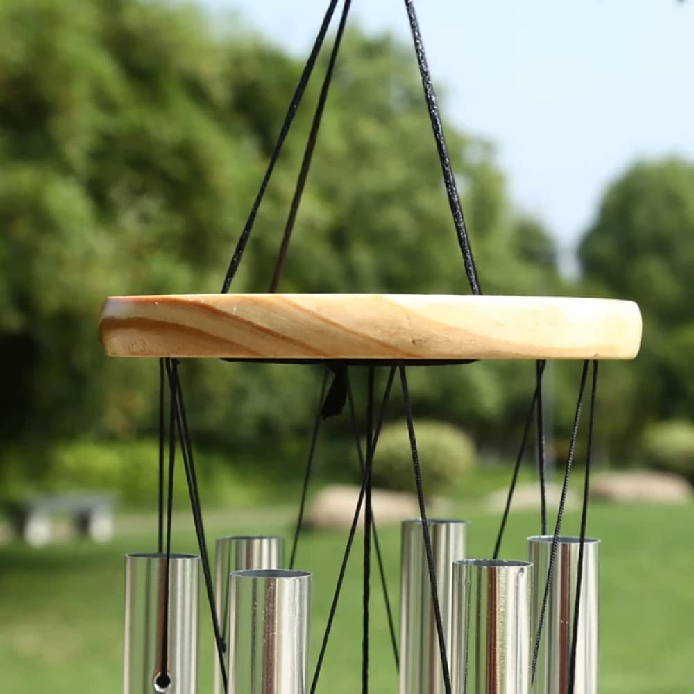 YXSH Argent 6 Tube Carillon Éolien Chapelle Cloches Carillons Éoliens Porte Tenture Murale Ornement Maison Jardin Décor Extérieur Carillons Éoliens