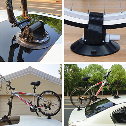 IMT Bike Rack for Car Roof, Vacuum Suction Cup Bicycle Carrier Quick Release Aluminium Alloy Roof Rack, 100mm