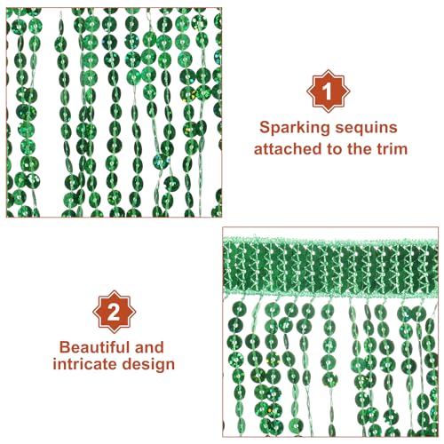 Galon à franges à paillettes vert foncé uxcell en polyester de qualité