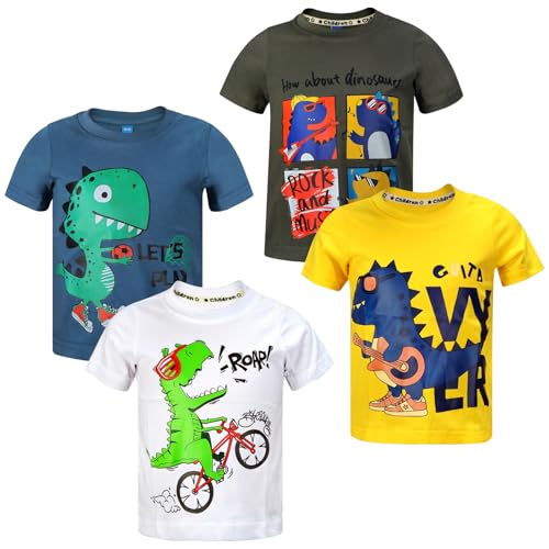 Image of DEEKEY Toddler Boys Shirts Short-Sleeve Little Kids t Shirts Boys' Tops, Tees & Shirts Graphic TEE Age for 2-7 Years 4-Pack