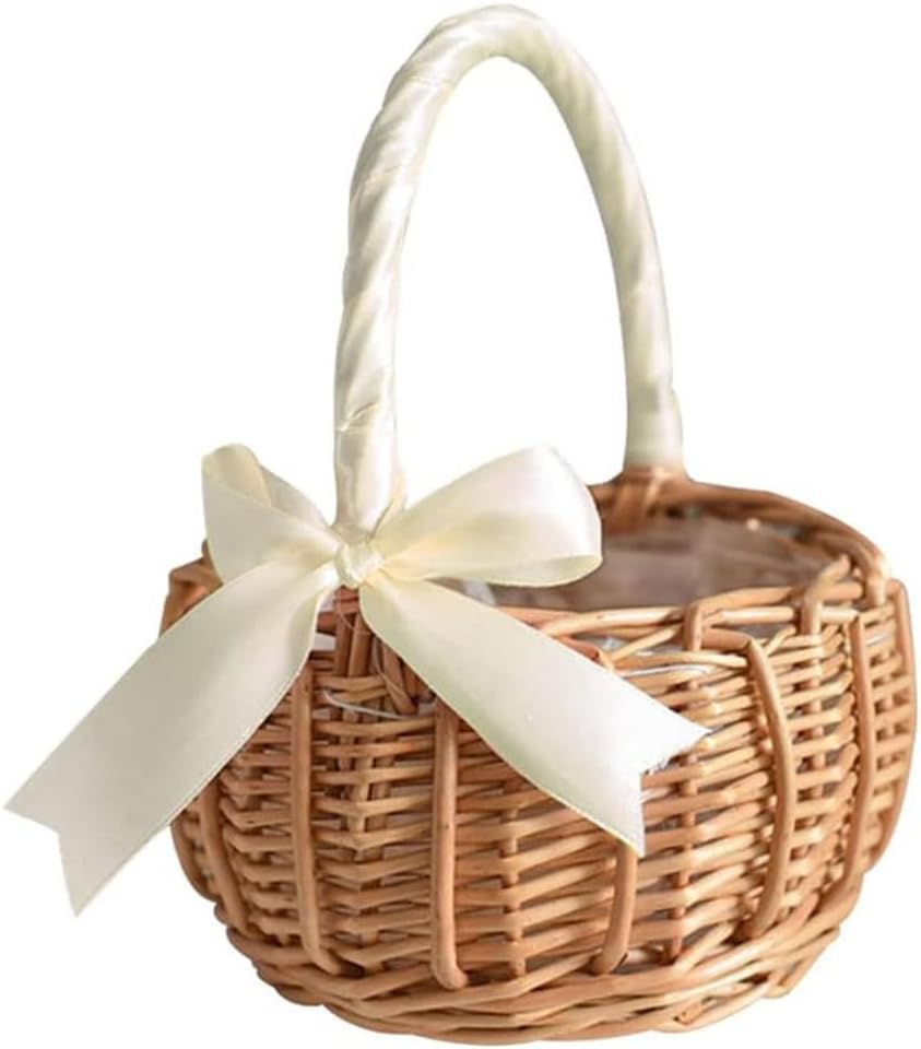 Panier De Fleurs De Mariage Tissé à La Main Avec Poignée, Panier D'articles Divers En Osier, Panier De Fleurs De Mariage Pour Filles, Panier De Rangement De Pique-nique à Domicile