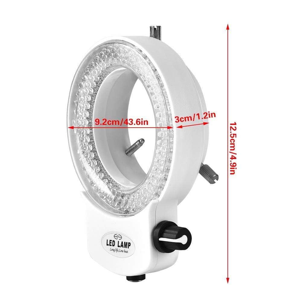 Videocamera LED Industriale ad Anello, Videocamera Microscopio Ottico ad Anello con 144 Perline LED Luminosità Regolabile Luminosità Superiore a 18000LUX(EU plug-Blanc)