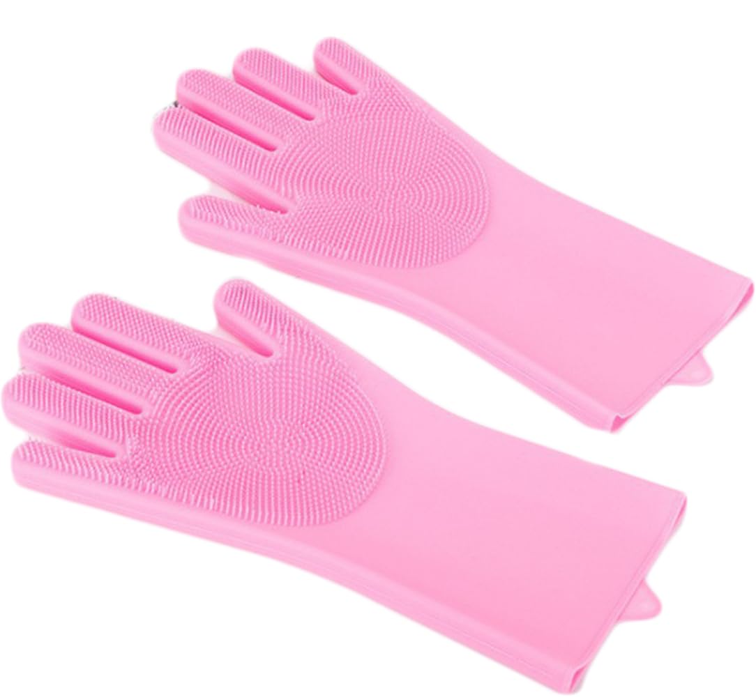 Gloomy Pets Grooming Glove – 2-in-1 Silicone Bathing & Deshedding Glove for Dogs & Cats, 3,000 Soft Brush Tips, Heat-Resistant, Anti-Slip, for Pet Hair Removal & Massage – Blue (Pink)