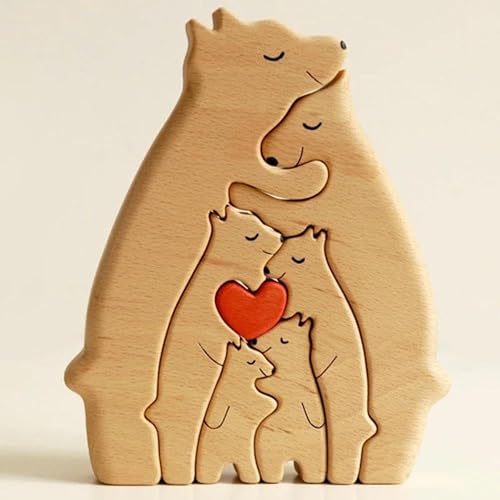 Miniatura 3 de Rompecabezas familiar de osos de madera 2023, regalo para la familia, rompecabezas de arte de madera personalizado para familia de osos, regalo para