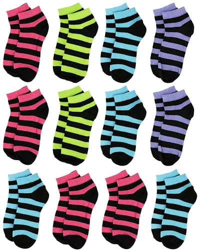 Image of Gelante 12-Pair Women's Ankle Socks, Colorful Comfortable Lightweight Breathable Athletic
