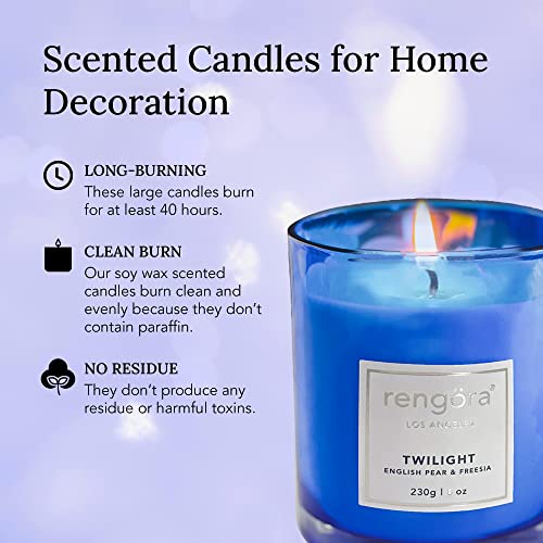 Candles Gifts For Women - Scented Candle For Home - Blue, Long Burning Soy Candle (40+ Hrs / 8 Oz) - English Pear & Freesia #TOP2