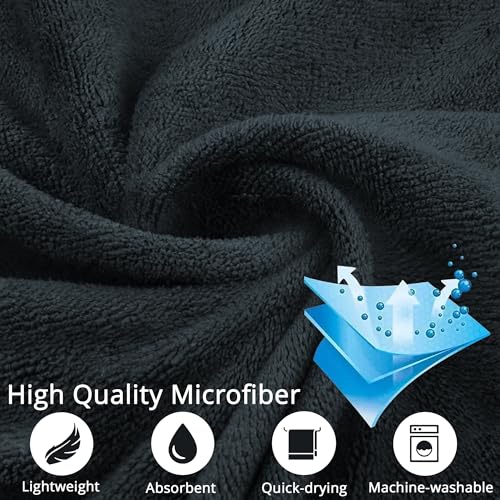 Image of 400 GSM Microfiber Cloth for Car Drying (Pack of 2) - 60x40cm Car Cleaning Cloth Superior Softness, Super Water Absorbent Towel for Car, Bike and Household Cleaning - Black