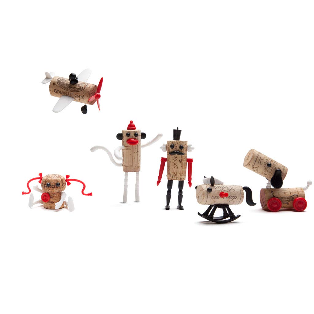 Monkey Business Corkers Wine Accessories, Novelty Gift, Pack of 6 Different Crafting Parts for Corks (Classics)