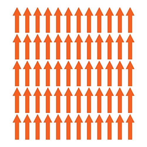 LiteMark 10 Inch Orange Thin Arrow Vinyl Stickers – Removable Matte Finish Waterproof Arrow Vinyl Sign Decals for Warehouses, Schools & Event 60 Packs
