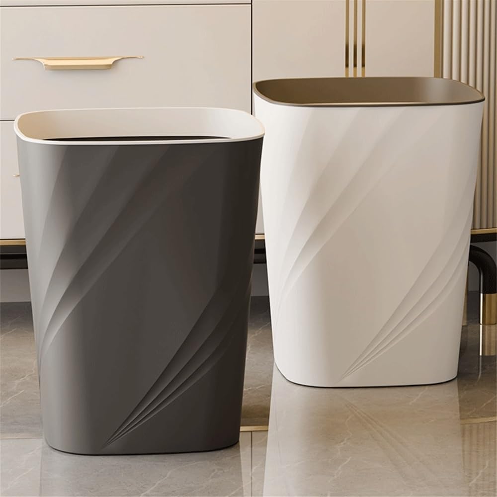 Cubo de Basura Cocina Papelera, Plástico, Cuadrada, Sin Tapa, con Aro de Compresión, Papelera for Casa Cocina Oficina, Grande/Pequeña, Verde y Negra, Paquete de Dos. Cubo Basura(Grande)
