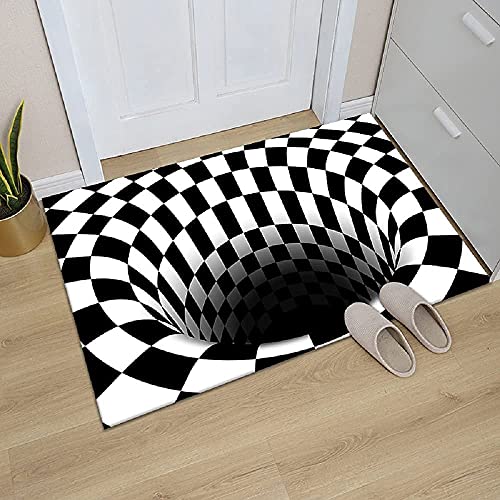 Tapete rectangular moderno negro y blanco 40x60 cm