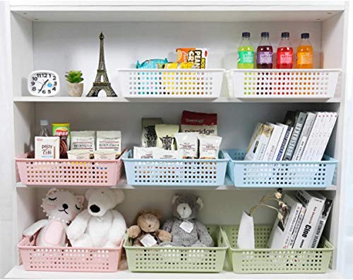 image for Lawei 8 Pack Plastic Storage Baskets - Colorful Paper Organizer Basket