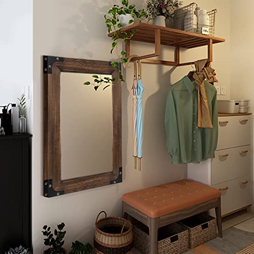 Blue Page Rustic Mirror Wood Mirror For Bathroom, Decorative Framed Wall Mirror, Farmhouse Natural Vanity Mirror, Wall Mounted Rectangular Mirror For Bedroom Living Room, Wood Mirror Small 20X28 Inch #TOP5