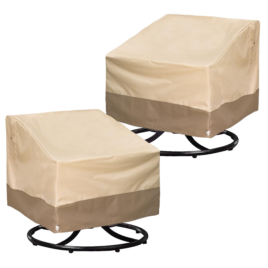 Patio Chair Covers for Outdoor Lawn Furniture Waterproof - 600D Heavy Duty and Waterproof Patio Swivel Chair Covers - W37.5''x D39''x H38'' Beige & Brown 2 Pack