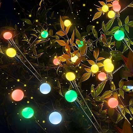Lexton Firefly Outdoor Solar Lights | 10 LED with Flash Mode, Starburst Swaying Solar Garden Light, Outdoor Decoration, Waterproof, Firefly Path Lights for Pots, Pathway (Multicolor, Pack of 1)
