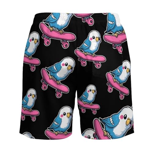 Parakeet Bird Skater Skateboard Beach Shorts for Men Swim Trunks Quick Dry Swim Shorts with Compression Liner Pocket4