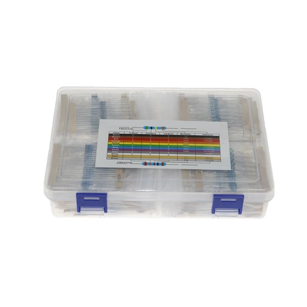 2600pcs/Box 130 Kinds 1/4W 0.25W 1% Metal Film Resistors Assorted Pack Kit Set Lot Resistors Assortment Kits Fixed capacitors