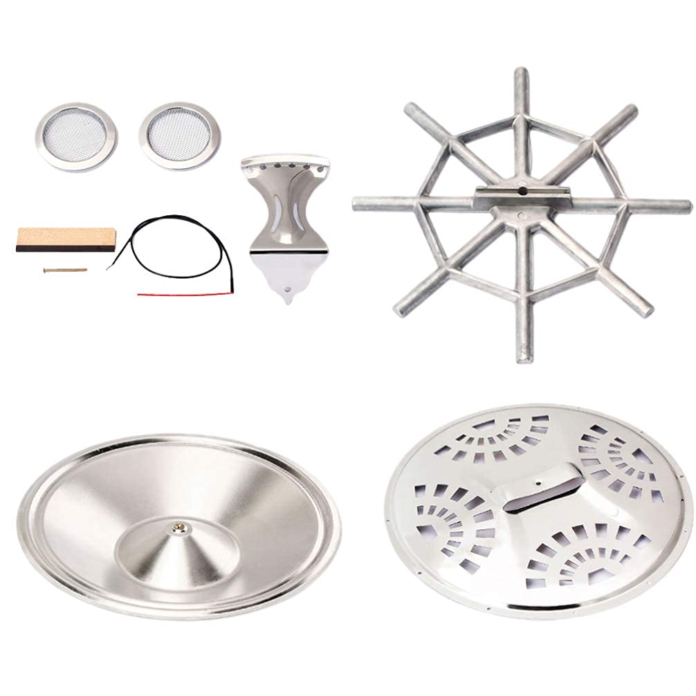 Argento Legno Dobro Chitarra Parti Set Resonator Coni Soundhole Schermi Cordiera Spider Bridge Sella