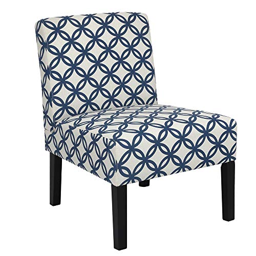 Homegear Home Furniture Accent Armless Chair - Contemporary Designs - Blue Intersecting Circles