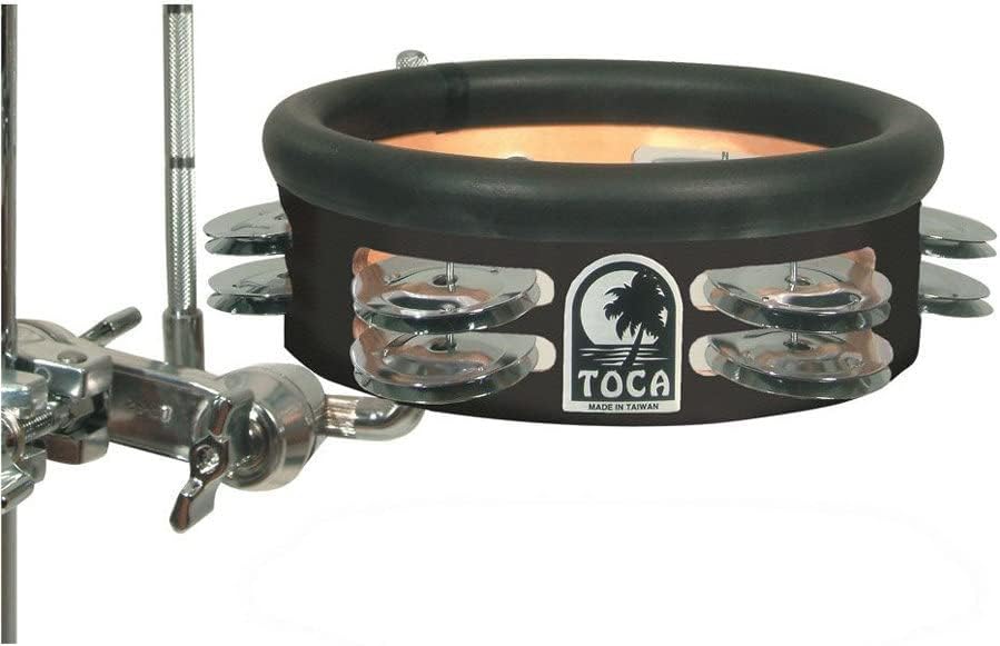 Toca Percussion Jingle-Hit Tambourine with Gibraltar Mount - Black Marine Pearl