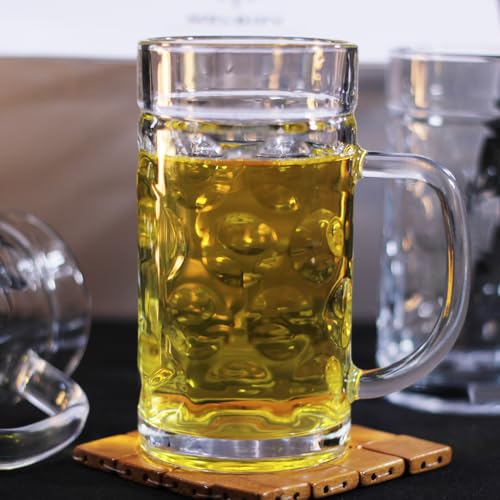 Image of Melbify Beer Mug | 600 ML |Set of 4 | Large BeerMug with Handle | Classic Beer Glasses | Premium | Heavy |Perfect for Beer, Cider,Cocktails,Mocktails | Suitable for Bar,Restuarants,Pub
