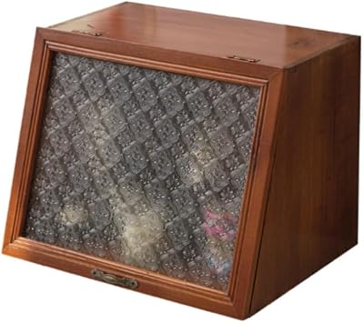 Wooden Cabinet, Desktop Display Cabinet, Natural Wood Grain, Horizontal, Antique, Glass, Acrylic, Small Size, Suitable for Home B