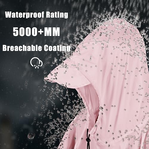 Coralrain Hooded Rain Poncho Lightweight Waterproof Unisex Raincoat Jacket with Pocket for Men Women Adult2
