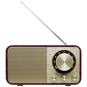FM Radio with Bluetooth Retro Bluetooth Speaker Vintage Radio with SD/USB Memory Music Player Function, Wireless Streaming from Smartphone, Up to 10 Hours Playback (Walnut)