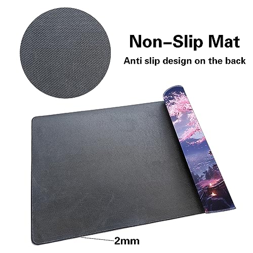 TCGMAT MTG Playmat – rutschfeste Rückseite, ideal für Kartenspiel-Enthusiasten, TCG-Spielmatte (Cherry Blossom Rain-No Deck)