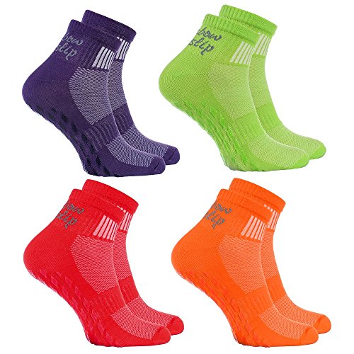 4 pairs of Colorful Non-slip Socks ABS SPORT Yoga Dance Gymnastics Trampolines S