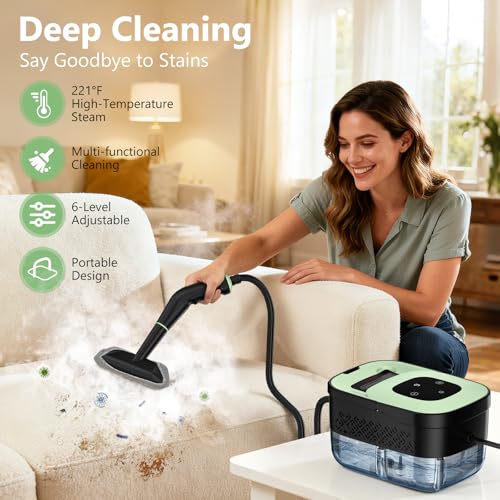 Steam Cleaner, Portable Steamer for Cleaning with 16pcs Accessories, 6-Level Adjustable and 15s Heat-Up, Handheld Steam Cleaner for Home, Tile, Dirt, Grout, Grease, Car Detailing - view 1