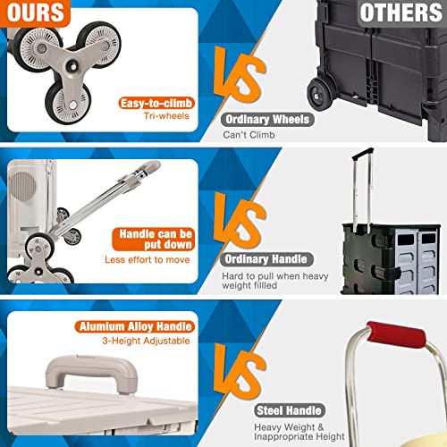 Northern Stone Faltbarer Einkaufstrolley Einkaufswagen Treppenklettern Stiefelwagen mit 360° drehbarem Rad und… – Bild 8