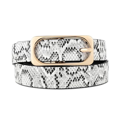 Women's Belt - Thin Gold Buckle Dress Belt for Dresses | Stretchable Waist Belt for Jeans & Skirts