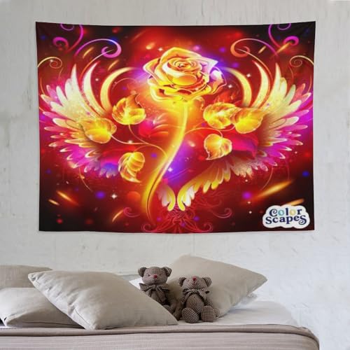 Tapisserie murale rose PAZZK 150x200cm pour décoration de salon