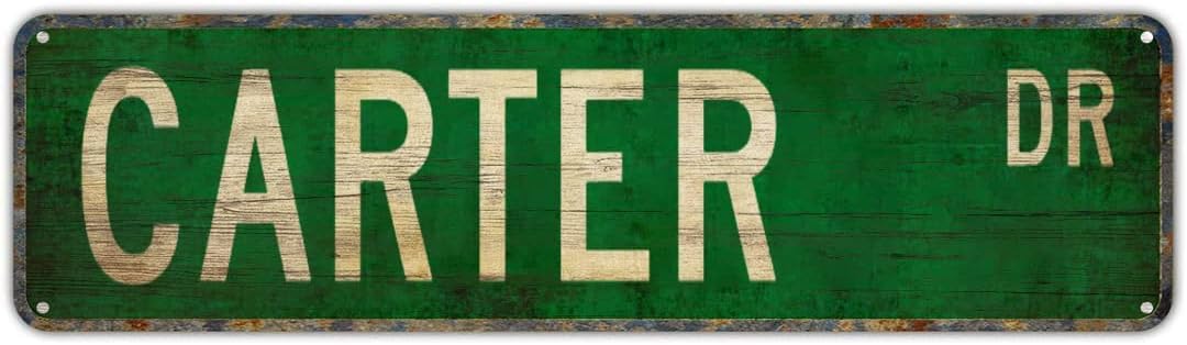 peiyeety Vintage Metal Tin Sign Decorative Wall Art Carter Dr Themed Street Sign, Rustic Style, Durable Waterproof Rustproof, For Home, Personalized Decor, Entryway, Easy To Mount, 4x16 Inch