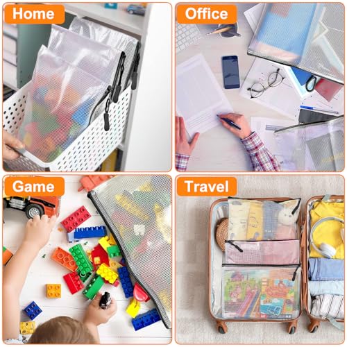 Image of 24pcs Mesh Zipper Pouch, Puzzle Storage Bags, A3 17x12 Inches Large Reusable Zipper Pouches for for Classroom Office Supplies Organizing, Extra Large Zipper Bags, Board Game Storage