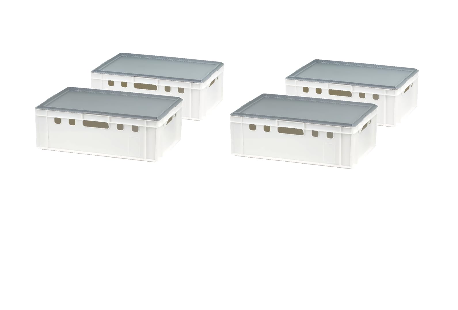 4x E2 Lagerkisten 600x400x200mm - Lebensmittelechte Metzgerkisten Mit Deckel