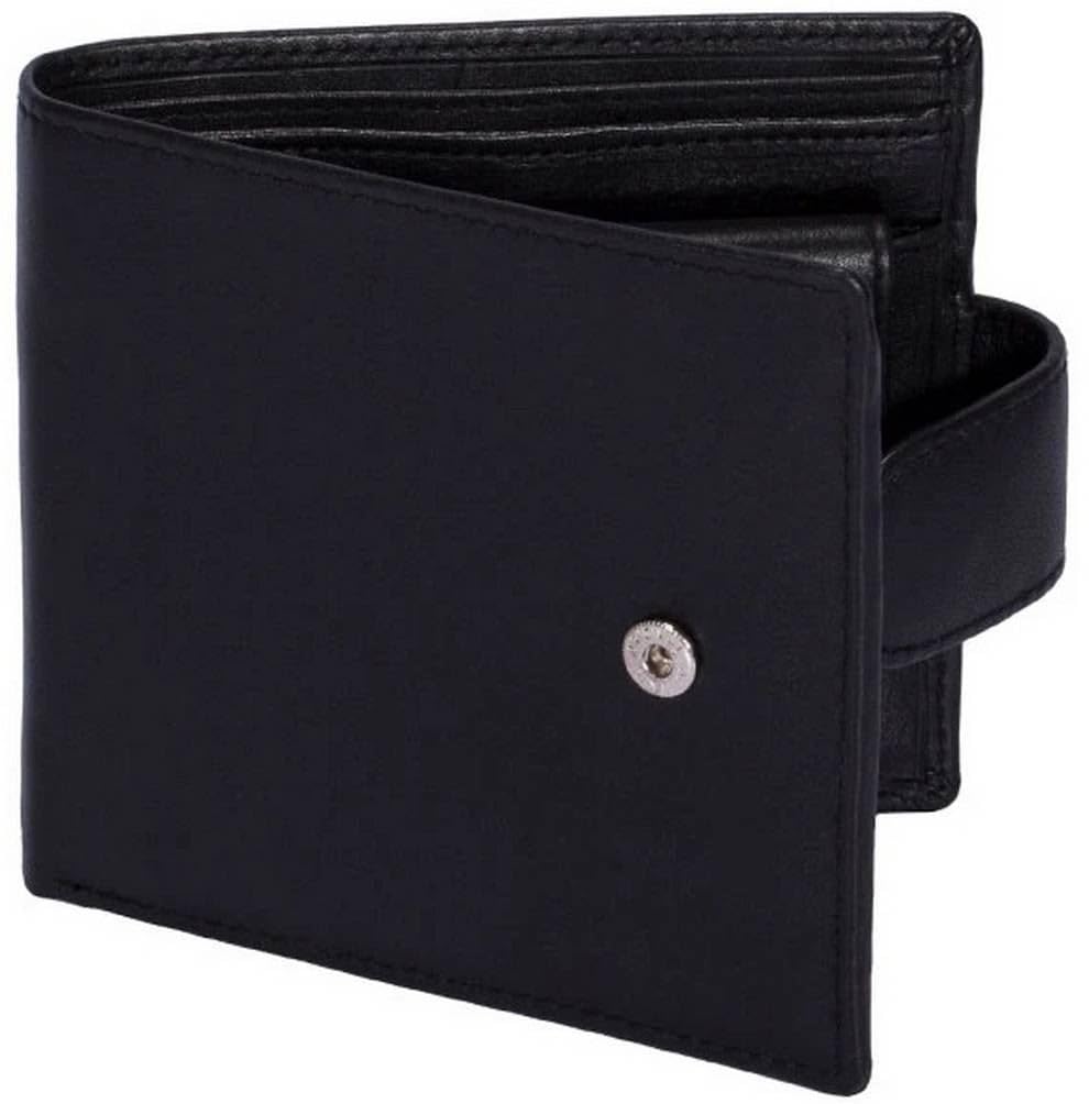 Dents Men's Black Smooth Nappa Leather Bifold Wallet With Rfid Blocking And Coin Purse - / One